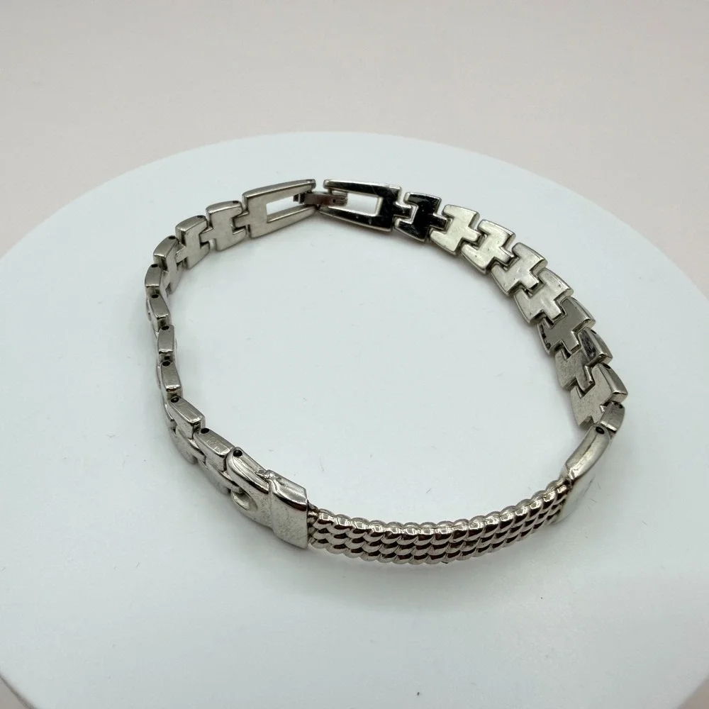 Vintage 90s Silver Tone Breil Edit Bracelet Boho Women's Classic Fashion Jewelry